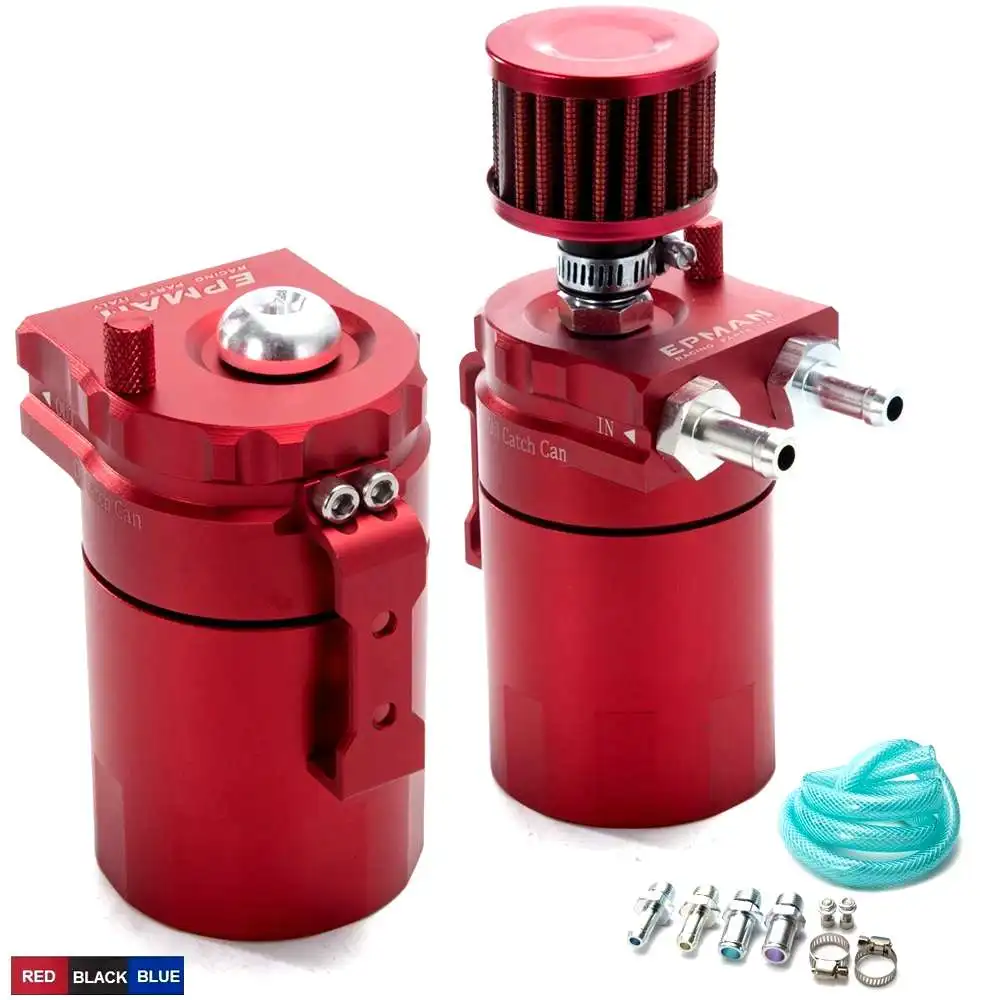 AUTOFAB - Universal Aluminum Oil Catch Can Reservoir Tank / Fuel Tank + Breather Filter Fuel Surge Tank AF-JYH08