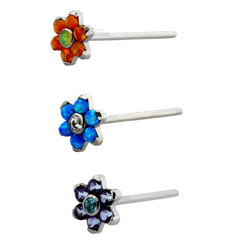 Вечная матеал имплантат из титана, Безрезьбовой пуш-ап в циркон комплект, топы с цветочным узором, заканчивается, бижутерия для пирсинга,