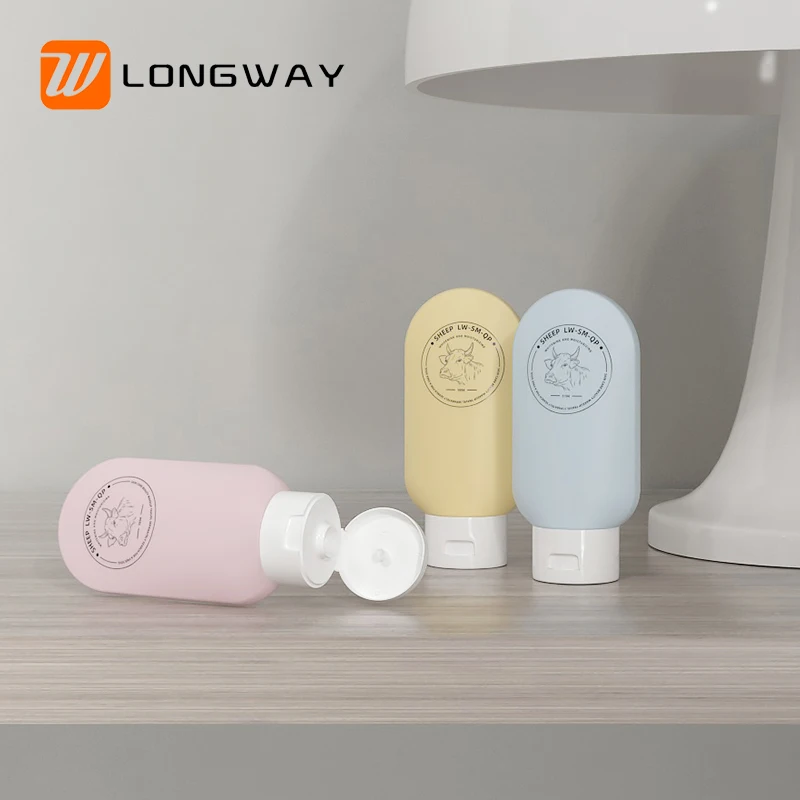 Custom wholesale blue pink yellow 60ml plastic hose for BB cream body hand cosmetic cream hose packaging