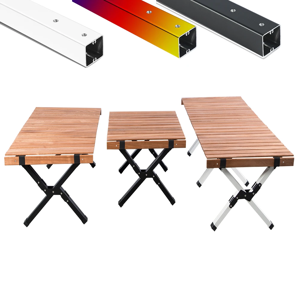 Folding Outdoor Wood Tables Foldable Pear Customized Aluminum Materials Color Durable Reusable Easy Assemble  Picnic Table