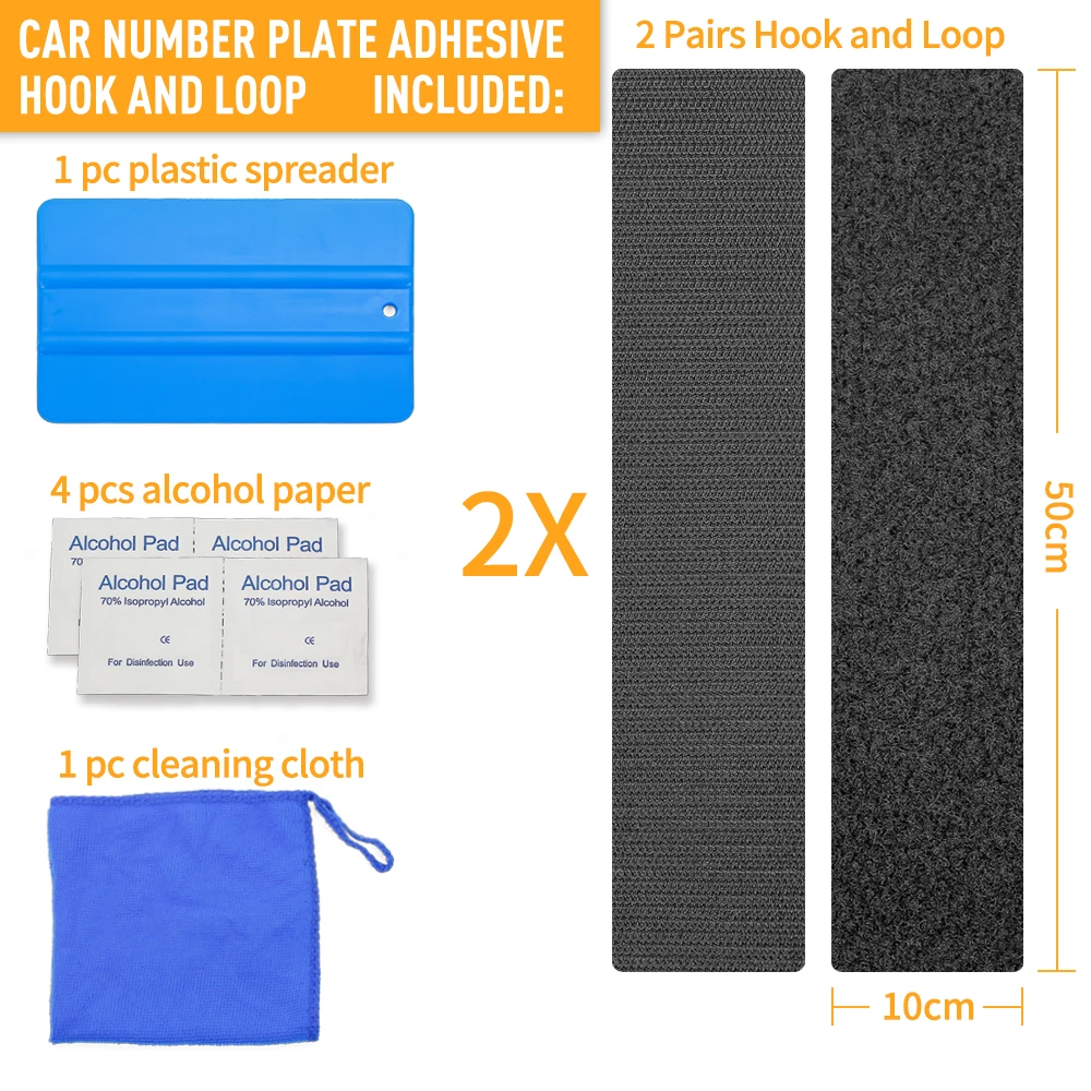 Customize Sticky Frameless Number Plate Adhesive Hook and Loop Car License Plate Holder Tape