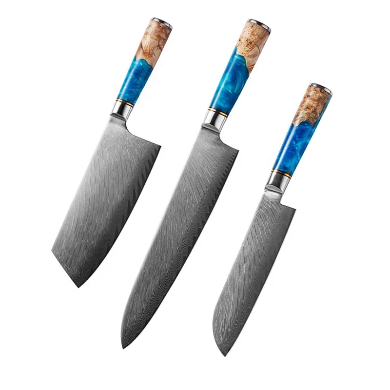 7PCS Chef Kitchen Knife Set Japan Damascus Steel Chef Utility Knives Resin Handle Best Quality Kitchen Cook Tools