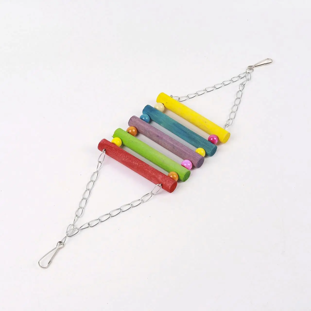 Wholesale birds climbing parrot cotton rope chew muti color wooden natural wood swing chewing dozen eggs hanging bird toys