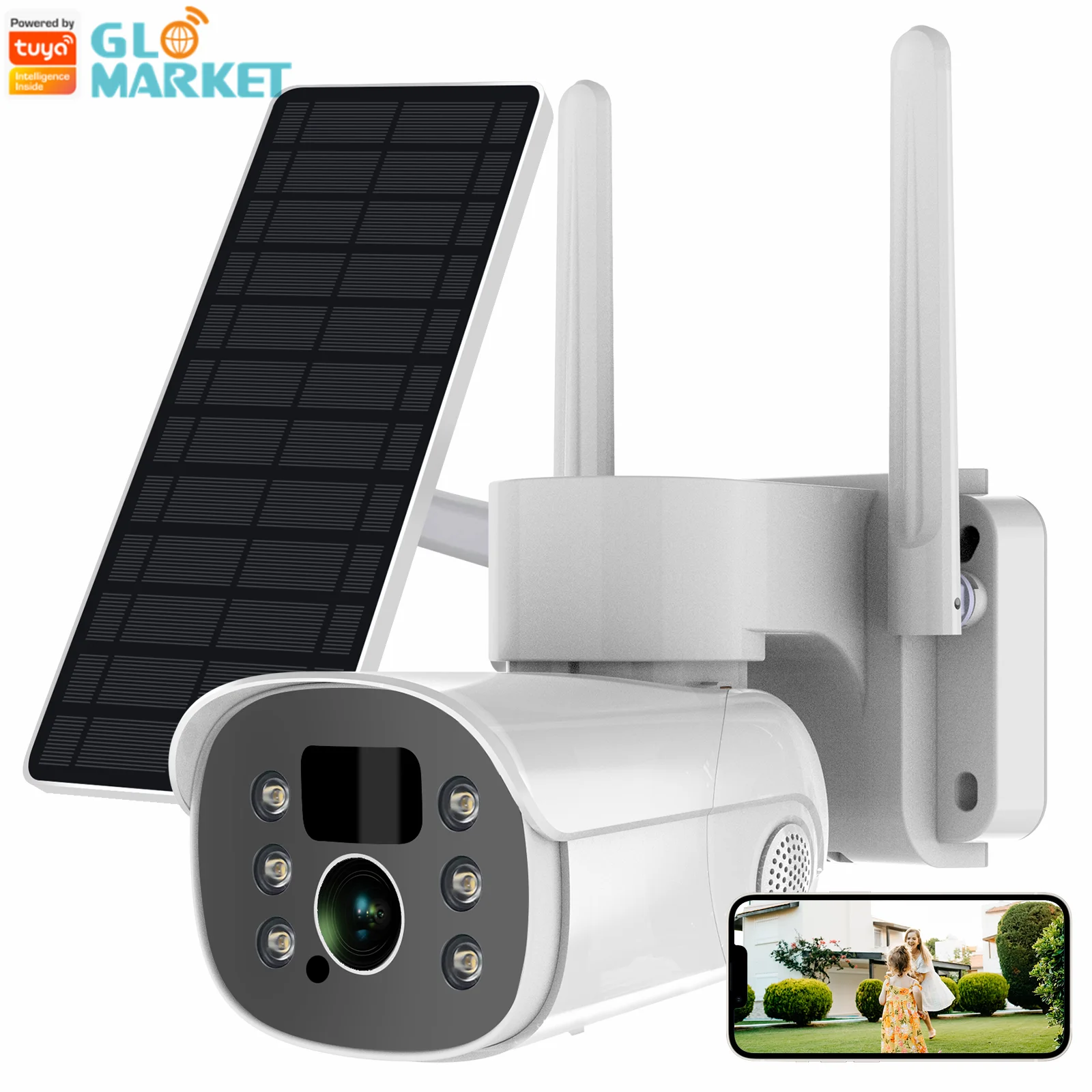 Tuya Smart Home Bullet Camera Solar Powered AI Human Detection Automatic Track Night Vision Security Smart WiFi IP Camera
