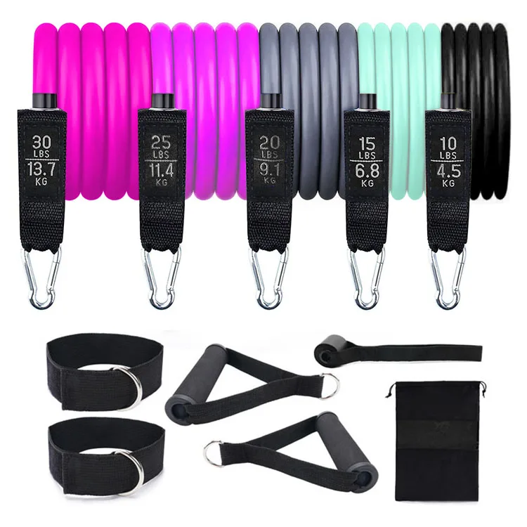 11 PCS Resistance Bands Set Exercise Workout Fitness Kits latex tube