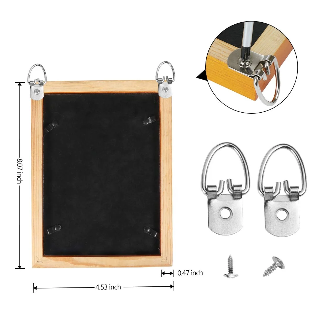 50 Pack Heavy Duty D-Ring Picture Frame Hanging Kits with 50 Pack Screws,7Feet Steel Wire for Hanging Clock Paintings Artwork