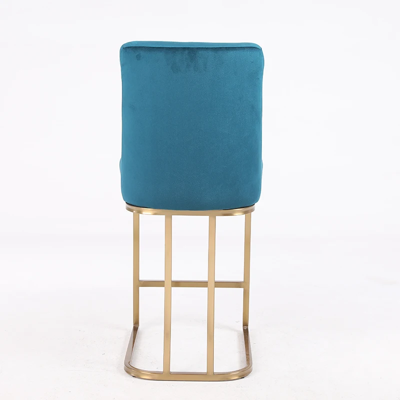 Luxury Metal Nordic Kitchen Blue Chairs Modern Leather Back Bar Stool Cafe High Bar Chairs For Bar