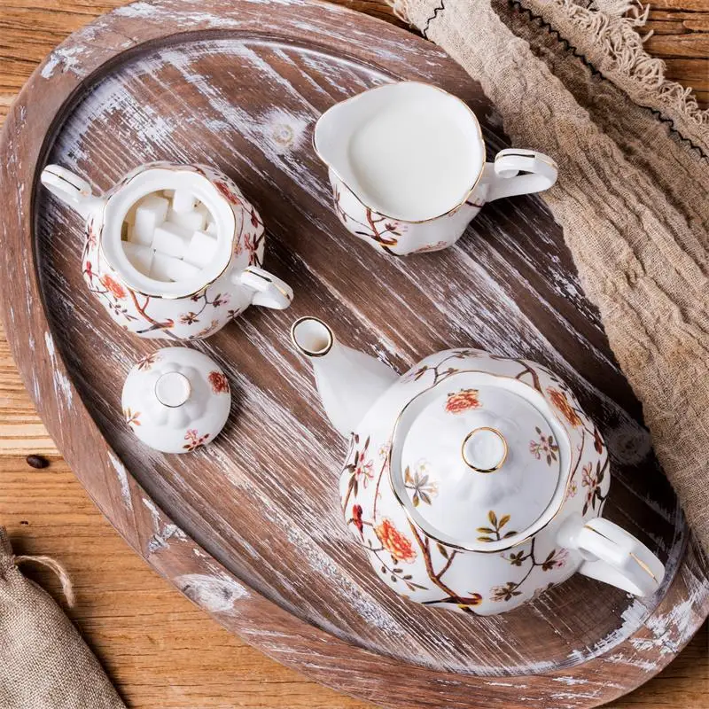 High Quality Afternoon Tea Time Used Elegant Sugar Pot Porcelain Teapot Ceramic Tea Pot Set