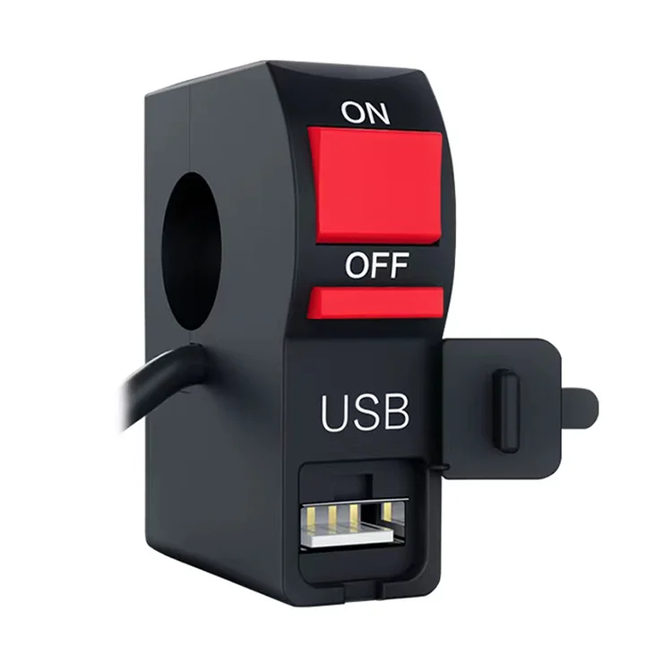 Motorcycle electrical system brake handle switch cord is 55 meters long 5V2A USB charging port with soft rubber waterproof cover