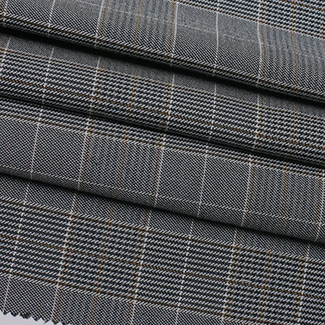 High-end suit fabric yarn-dyed plaid viscose polyamide elastane fabric