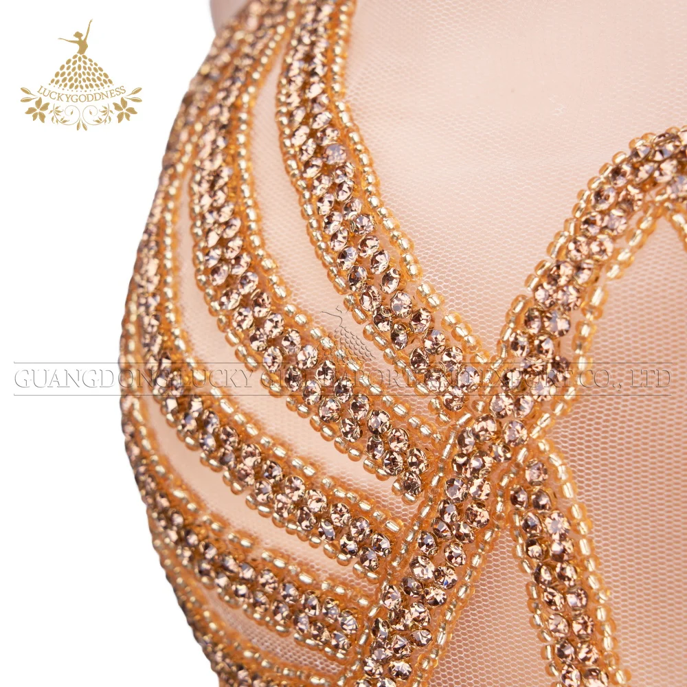 Rhinestone fringe appliques in embroidery stone crystals rhinestones bodice applique dress patches DRA-592