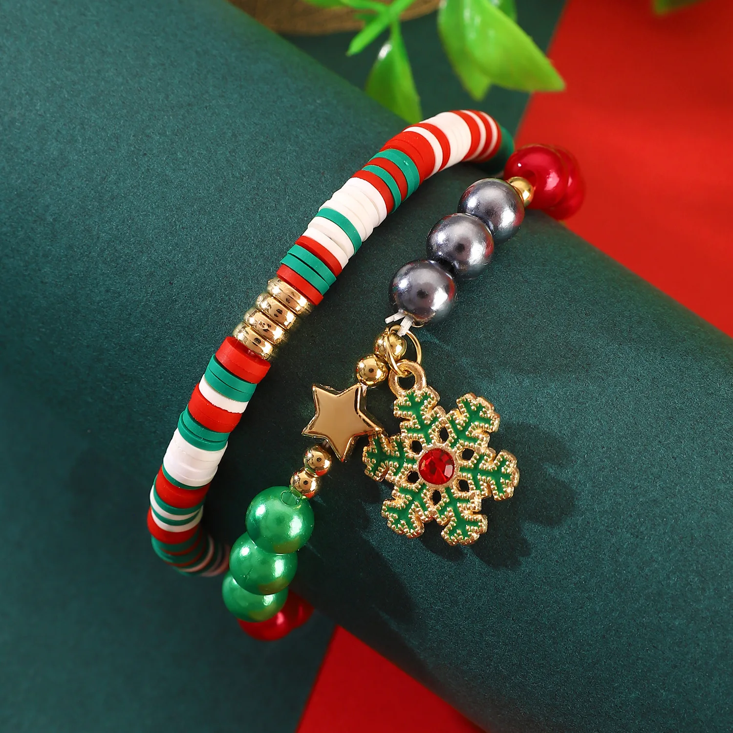 Christmas Decoration Clay Bead Waterproof Chain Elk Snowman Sock Bell Snow Santa Tree Fashion Jewelry Bracelets Gift
