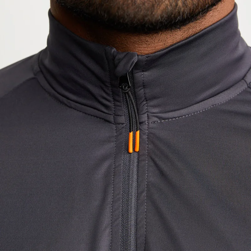 HUCAI Custom logo Training Top Workout men half zip athletic compression long sleeves sports dry fit gym t shirts for men