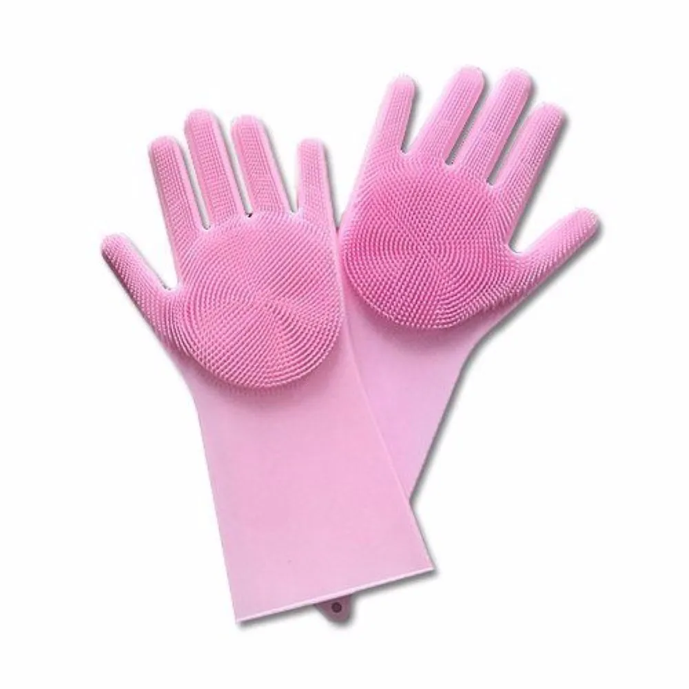 Magic Silicone Dish Washing Scrubber Dish Washing Sponge Rubber Scrubbing Gloves Kitchen Cleaning