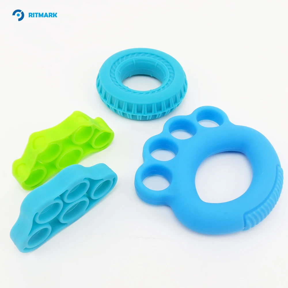 Eco-friendly Silicone 4 Finger Gripper Ring Hand Grip Strengthener Rehab Gear
