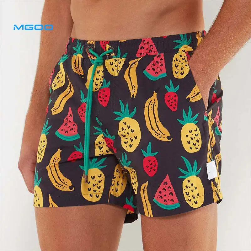 OEM custom 4 way stretch beach shorts recycled pineapple swim shorts