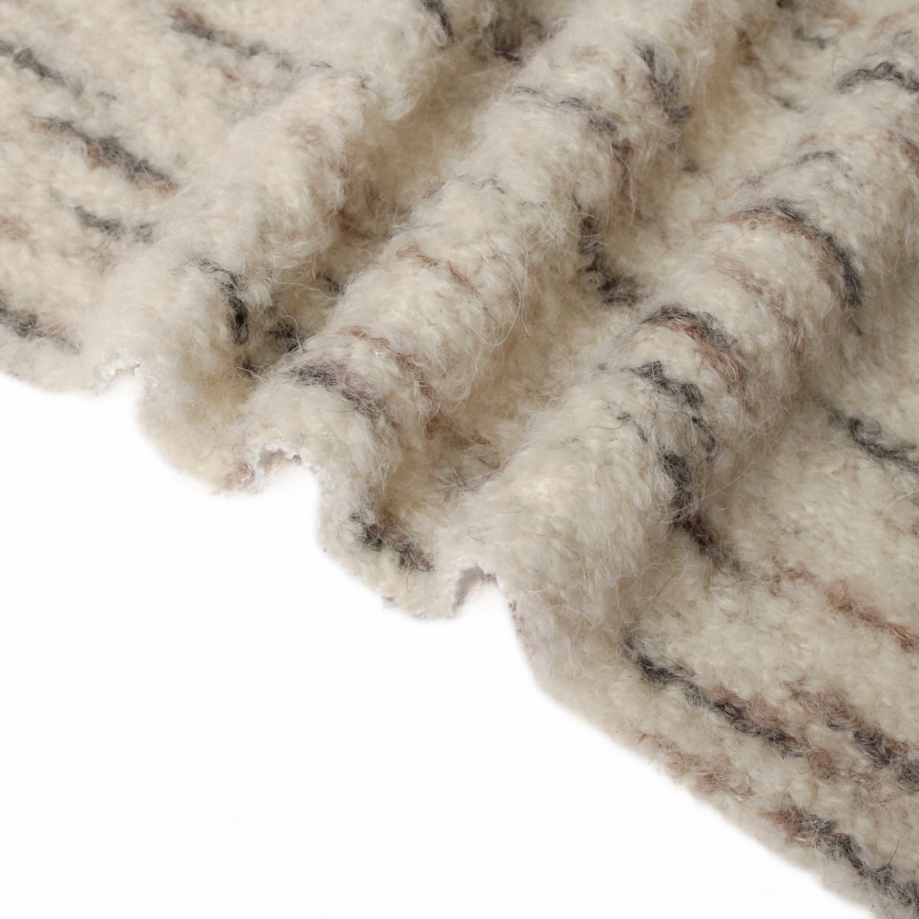 2024 Autumn Winter New Trend InStock Grey White Tiger Print 20 Alpaca 32 Wool Boucle FleeceTweed Fabric for Cashmere Coat