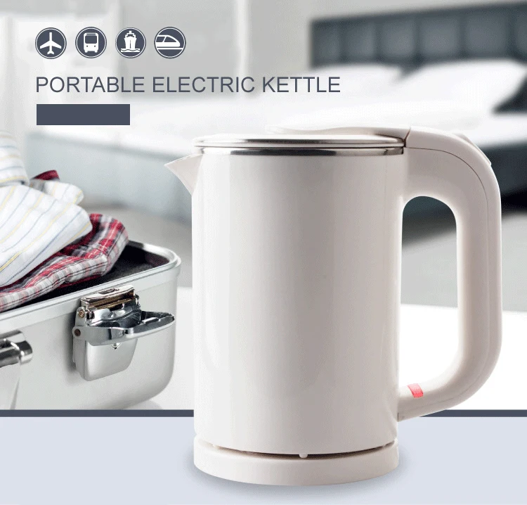 Dual Voltage Travel Water Heating Mini Electric Kettle Cup Heater Portable Stainless Steel Tea Pot Kettle 110V-220V