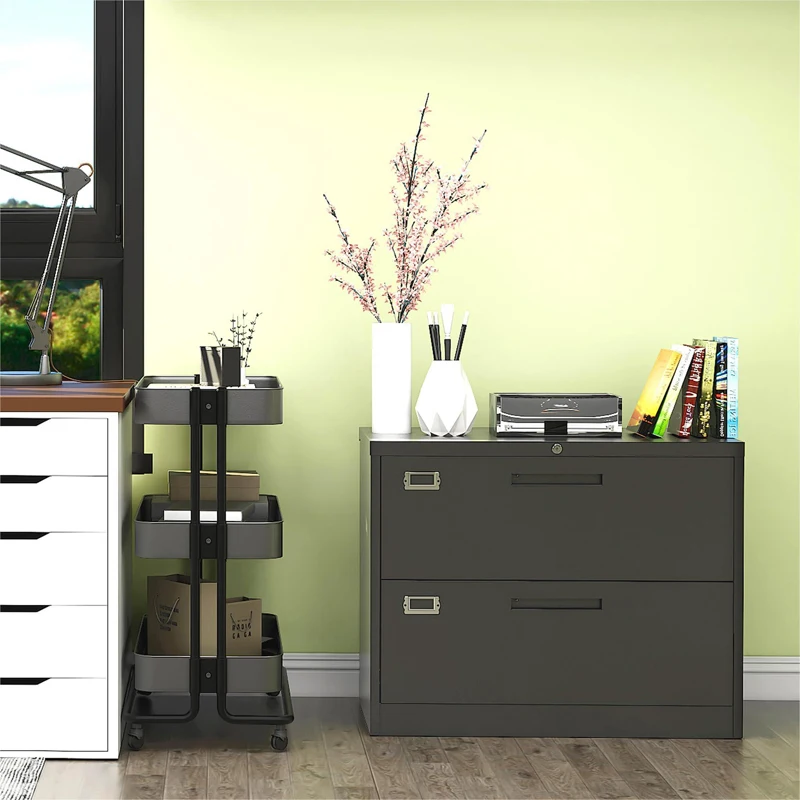 Fireproof Index Card Steel 2 Drawer Cabinet Metal A4 White Filing Cabinets For File Document