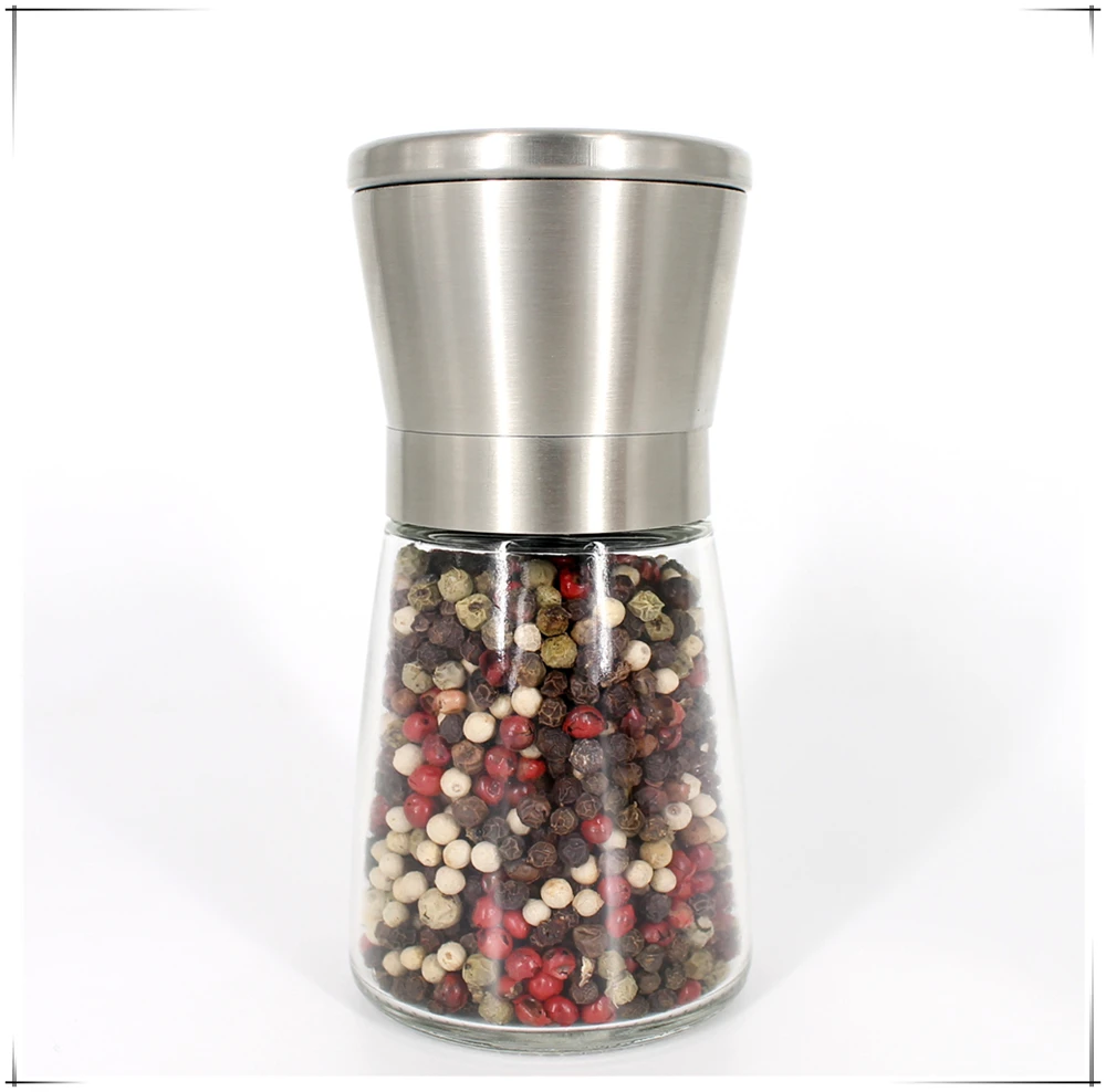 Hot Sale Ceramic Manual Pepper & Salt Grinder Set Glass & Metal for Home Use