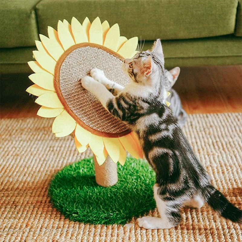 Novel design round cat scratching post small sisal claw sharpener sunflower cat tree scratcher cat toy