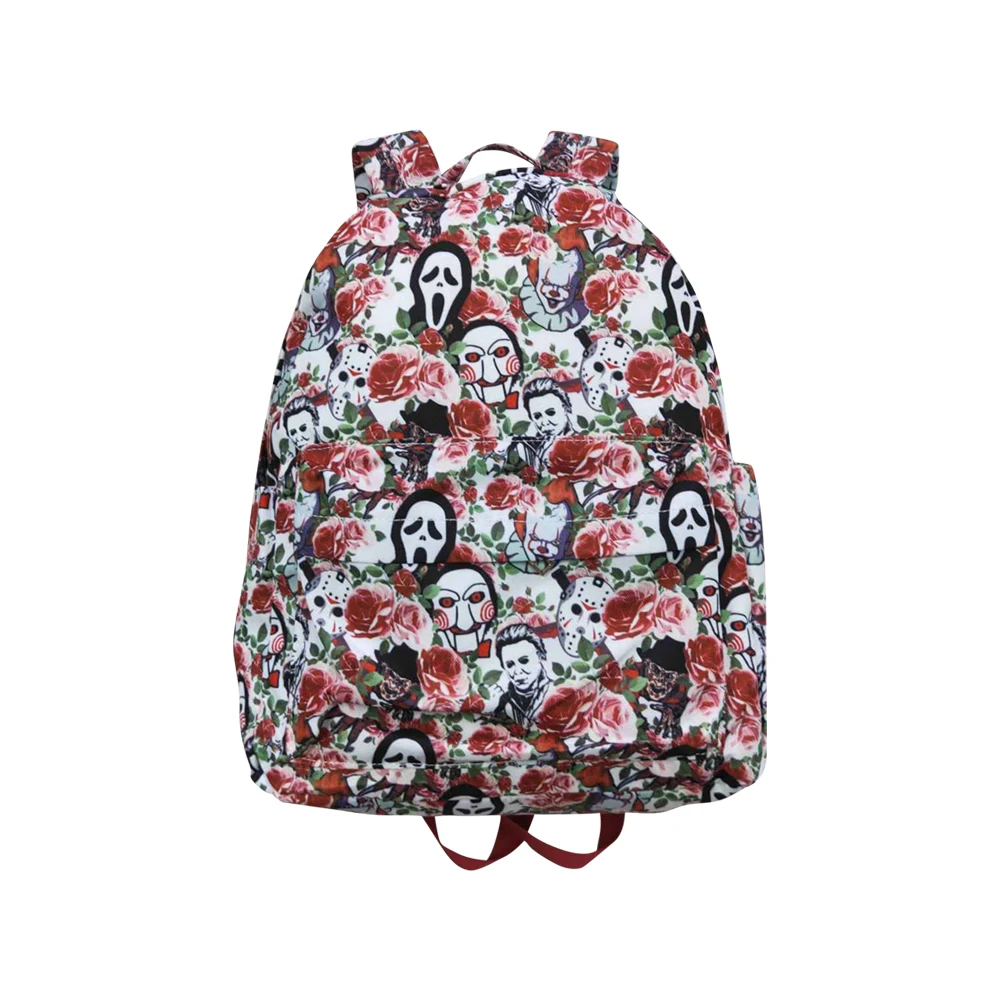 BA0125 bag school book backpack for school children Accessories Apple calculator smiley face printed blue zipper pocket backpack