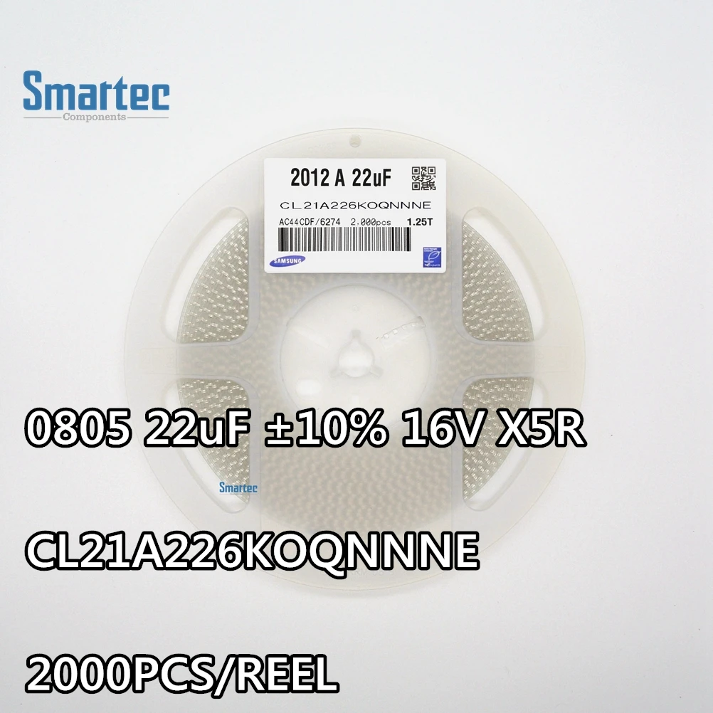 226K SMD  Ceramic Capacitors 0805 22uF 10% 16V X5R CL21A226KOQNNNE