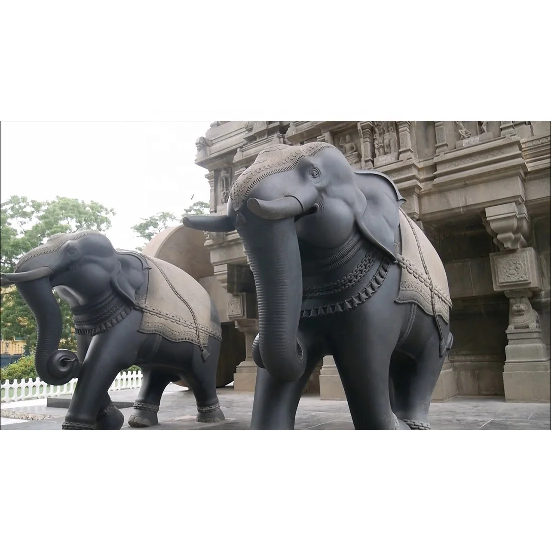 Large size two indian elephants bronze statue