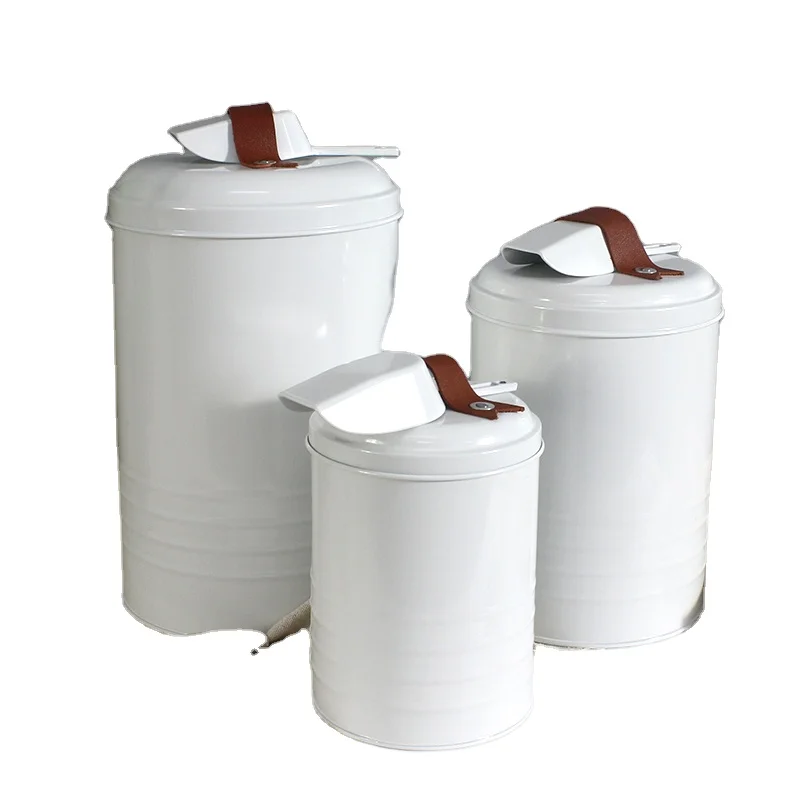 Top Sale Set of 3 Round Tea Coffee Sugar Kitchen Household Powder Coated Storage Canister