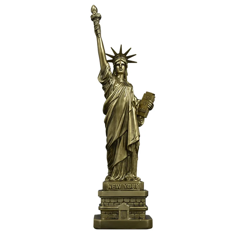 American Home Modern Art Resin Character Sculpture Exquisite Elegant Gold Sliver Resin Lady Liberty Statue of Freedom Model