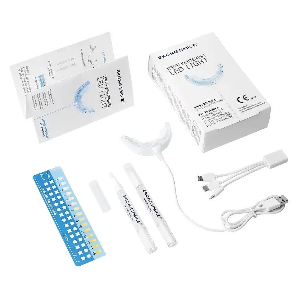 Advanced Yellow Teeth Bleaching USB Light Led Home Teeth Whitening Kit with Gel