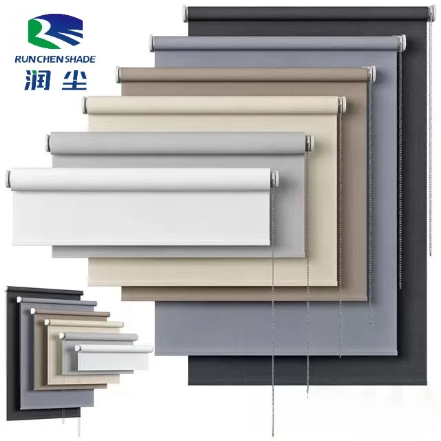 Customized Blackout Wifi Control Shades Dual Tuya Zigbee Electric Motor Window Motorized Day and Night Roller Blinds Fabric Slat