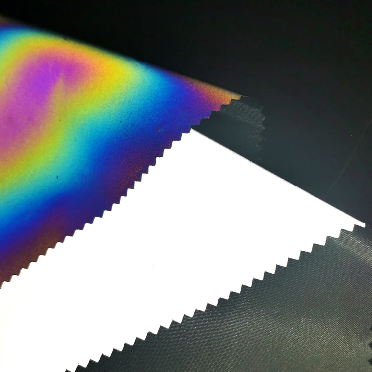 Best Sell Glitter Rainbow Fashion Fluorescent Retro Reflective Jacket Silver Fabric High Light Reflective jacket fabric