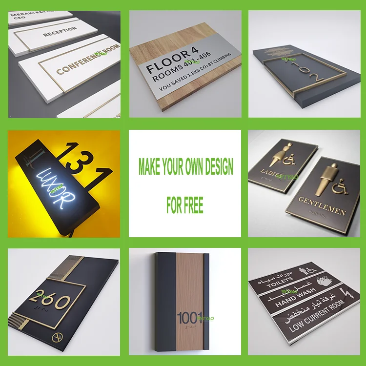 Дверные знаки из нержавеющей стали и алюминия с гравировкой