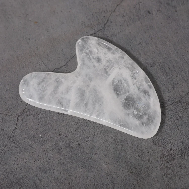 
Natural Clear Jade Gua Sha Massage Crystal Quartz Face Roller With Box 