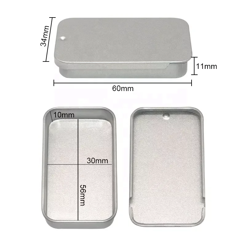 Empty Solid Perfume Lip Balm Metal Slide Tin Cosmetic Containers Small Sliding Lid Mint Candy Sweet Sliding Tin Box