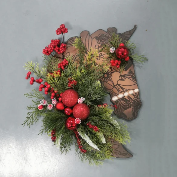 Holiday Supplies For Outdoor Christmas Horse Head Wreath Winter Farm Houses Dressage Trojan Horse Head Front Door Wreath Decor