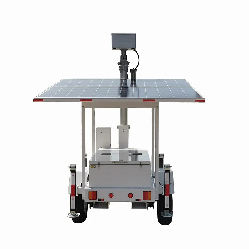 Off-Grid Trailer Mounted Mobile Solar Generator Tower With Hydraulic Mast Simple Version