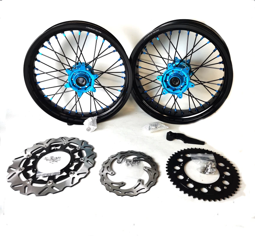17 Inch Super Motard wheels with Titanium rainbow Wheel hubs for KTM EXC SXF 250