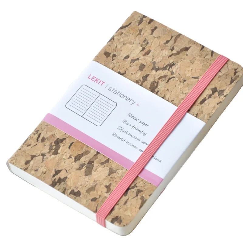 Factory Direct Soft Cover Wooden Cork PU leather Custom Journals A5 Notebooks Customizable Journal Notebook