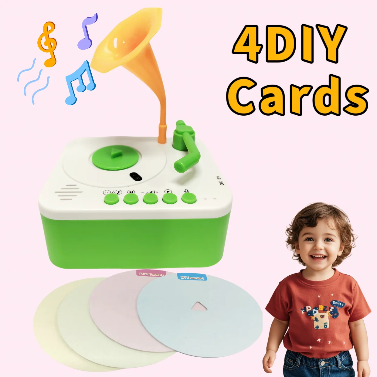 Education PhonographPuzzle Gramophone holiday Gift Preferred  Multi-function Retro Phonograph,Storytelling Machine,Support DIY