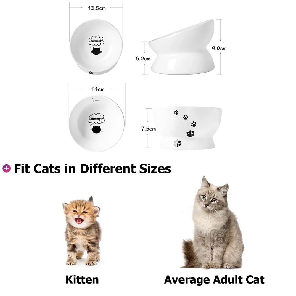 IKITCHEN 2023 Hot Sale Raised Cat Water Bowl Protect Spine Elevated Dog Food Bowls Ceramic Cat Dog Bowls Customization