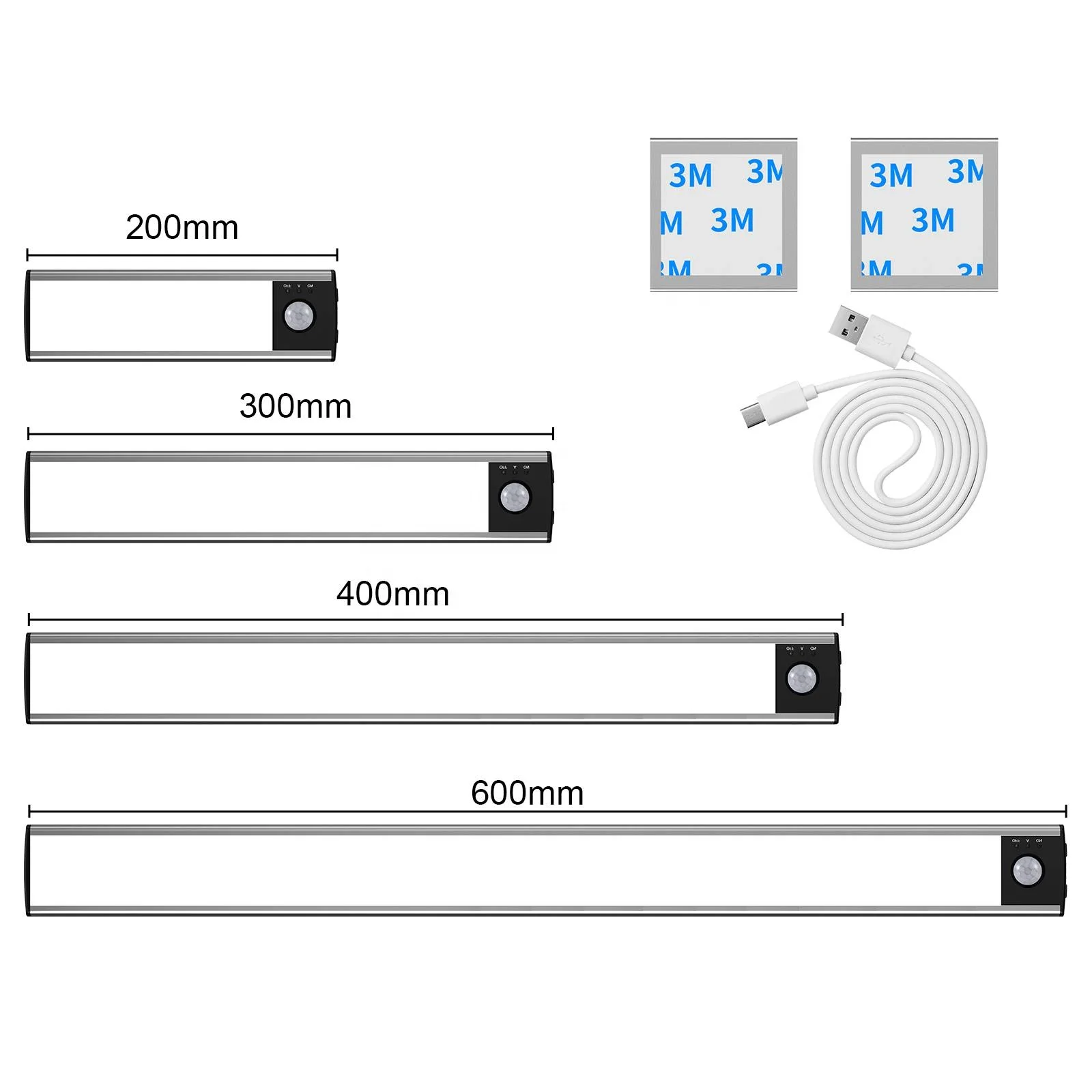 3CCT Led Wireless Motion Sensor Light Magnetic Stick Anywhere Type-C USB Rechargeable Wardrobe Closet Under Led Cabinet Lights