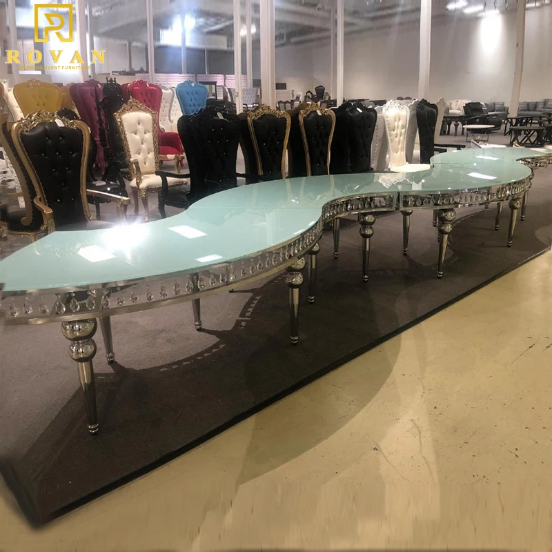 Wholesale Round Banquet  Serpentine gold stainless table for wedding event &hotel