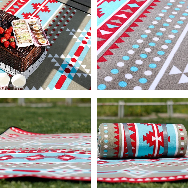 300cmX300cm Polar fleece printed waterproof picnic blanket outdoor play mat for family use