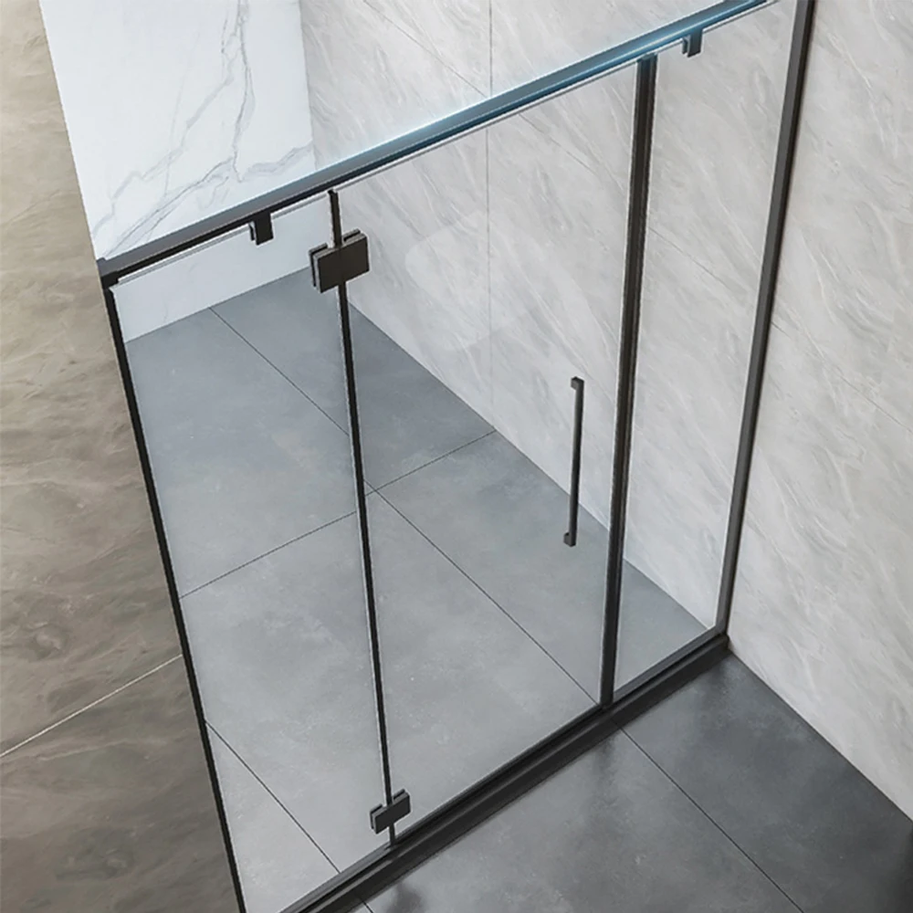 Shower Door Hinge Enclosure Single Opening Shower rooms Black Frame 304 Stainless Steel Tempered Glass Steam Bathroom Cabins