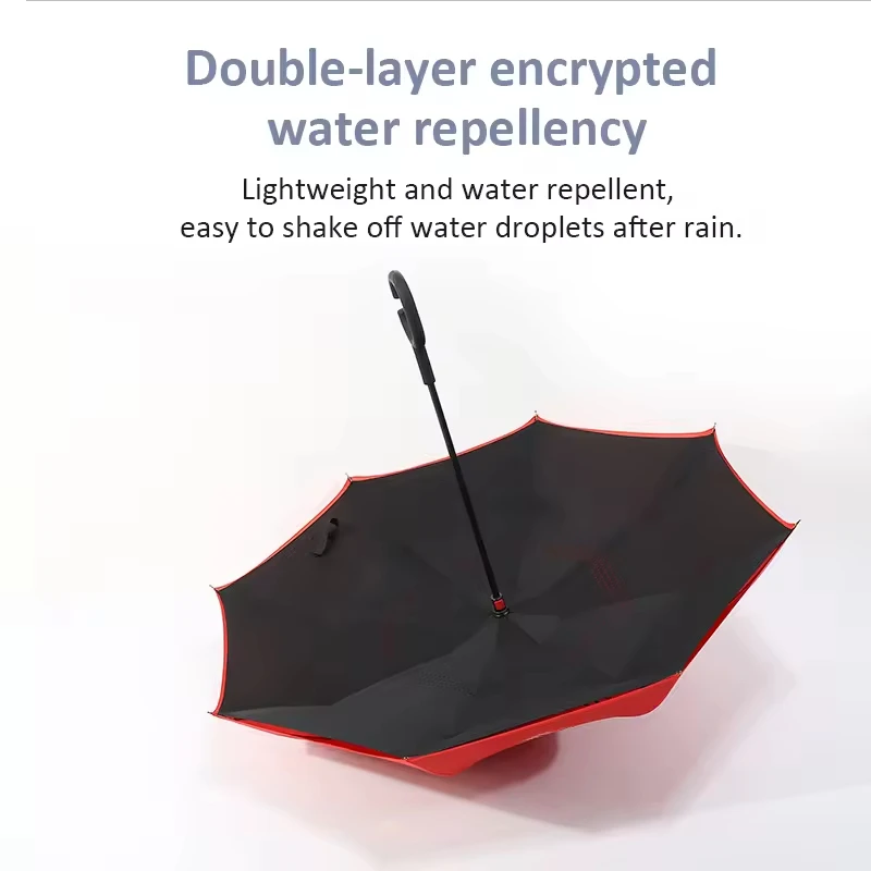 Wholesale Custom Outdoor Sunny Uv Rain Parasol Multifunction Car Reverse Umbrella Creative Strip Pattern C Type Handle Umbrellas