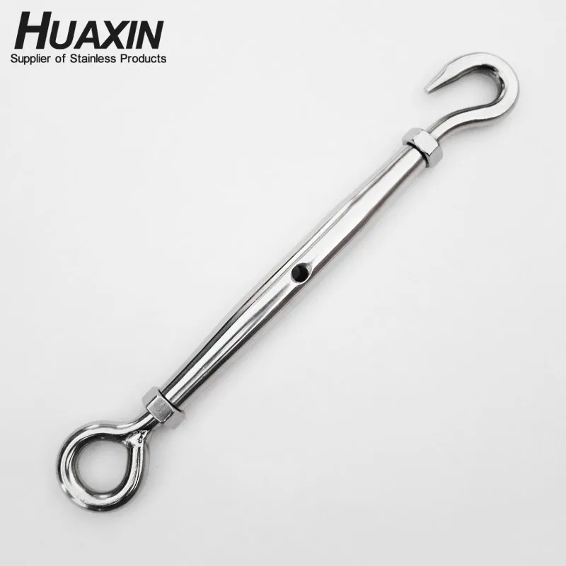 Stainless Steel AISI304 Closed Body Turnbuckles With Eye And Hook M5  Pipe Turnbuckle BottleScrew