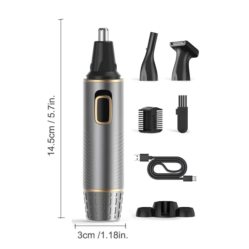 MRY Factory Portable Nose Trimmer USB Type-C Electric LED light Nose Hair Clipper Nose Beard Shaver Men Grooming Kit