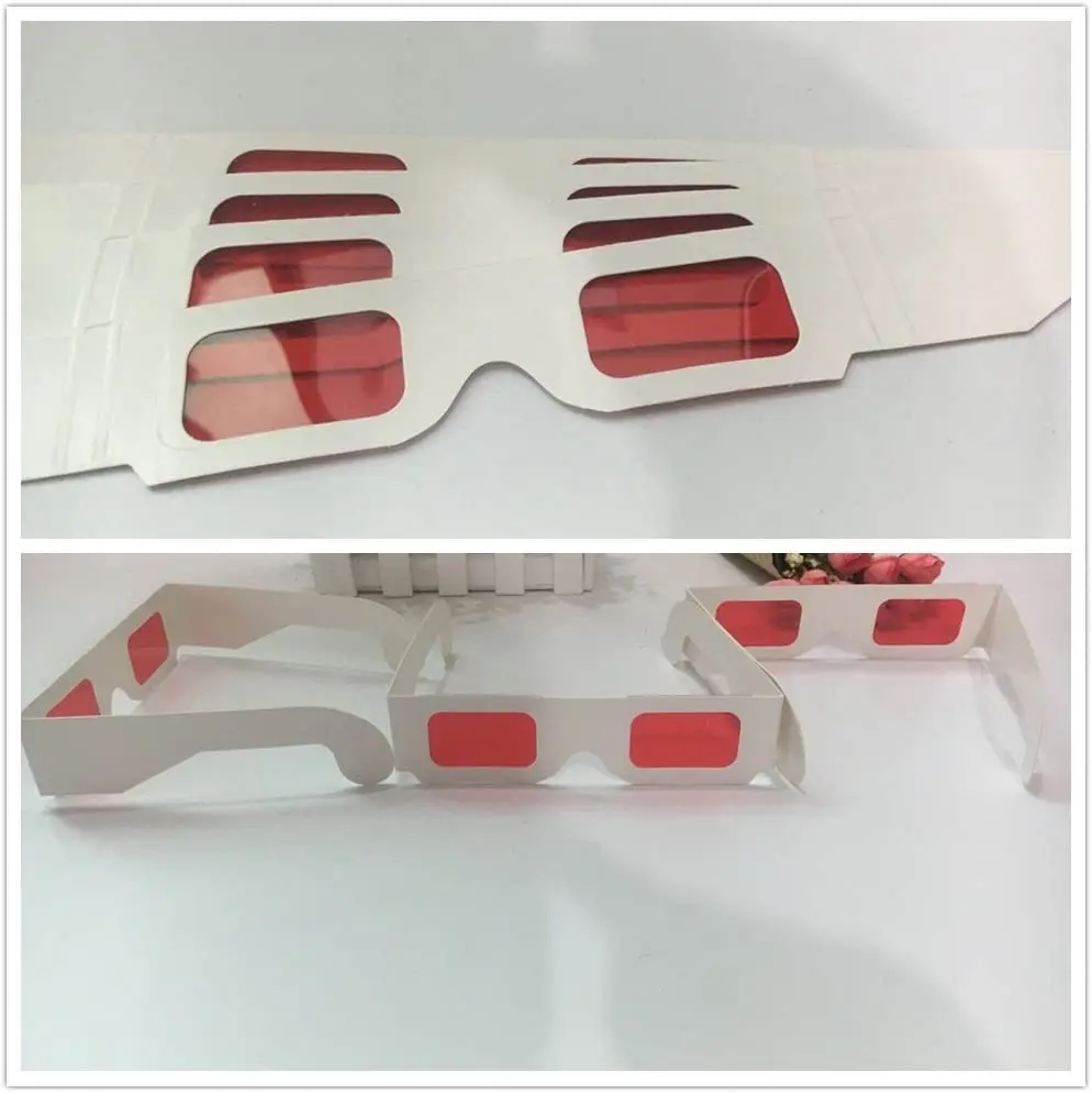 Paper 3D Secret Decoder Glasses - Spy Style Glasses - Red Red Filters Lenses-White Color Frame Secret Reveal